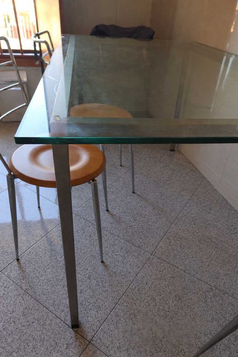 Mesa jantar vidro + 4 cadeiras