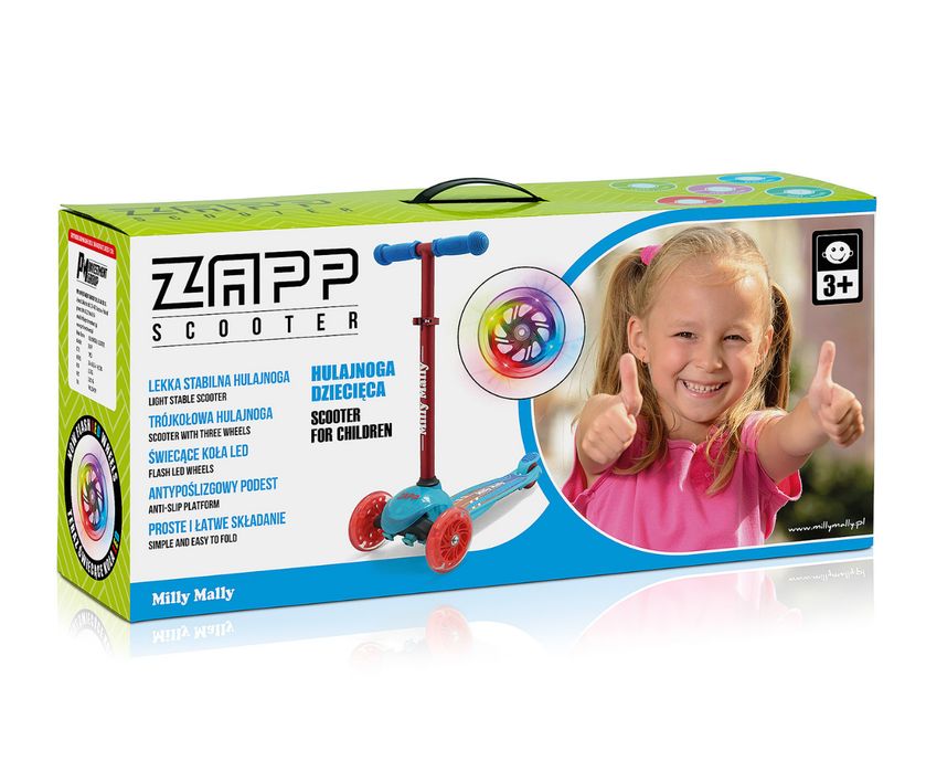 Hulajnoga Dziecięca Zapp Mint Trójkołowa Miękkie Kółka Stabilna Do Nauki Jazdy Sport Zabawa Milly Mally