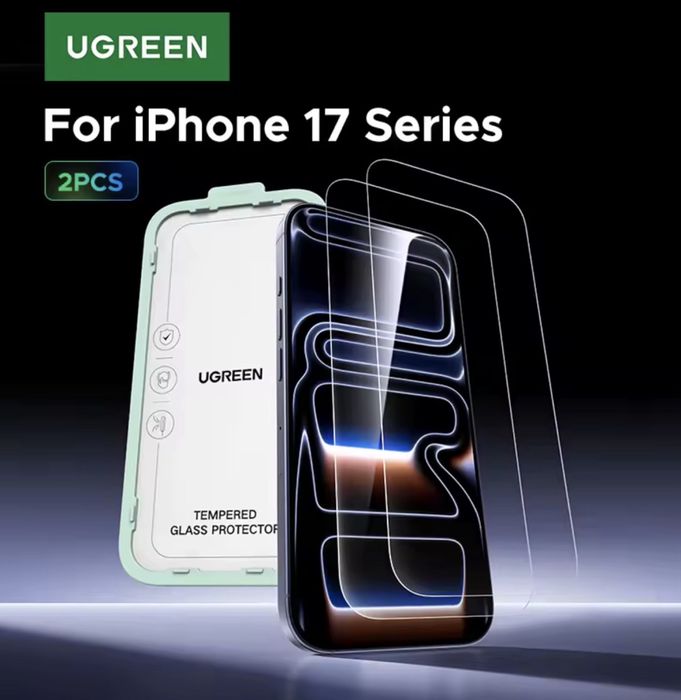 Защитное стекло Ugreen iPhone 17 Pro Max, 17 Pro, 17 Air, без черной рамки, 2 шт
