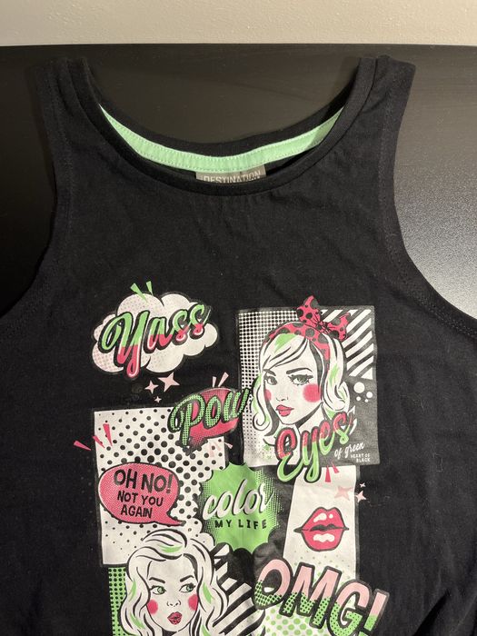 T-shirt na szelkach dziewczęcy 134/140