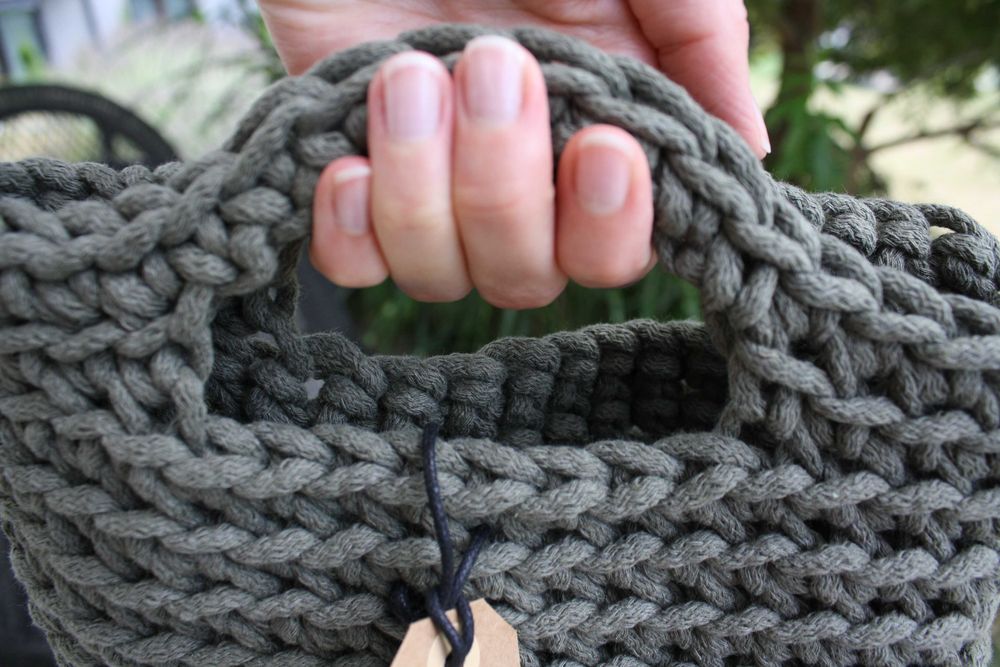 Sploting - torba szydełkowa A4, bawełna, kolor khaki