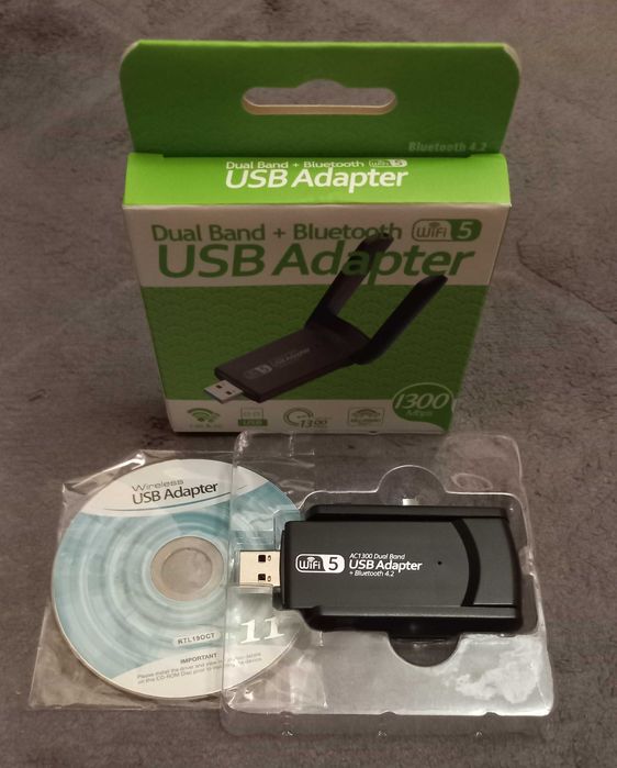 дводіапазонний Wi-Fi + Bluetooth USB адаптер AC1300