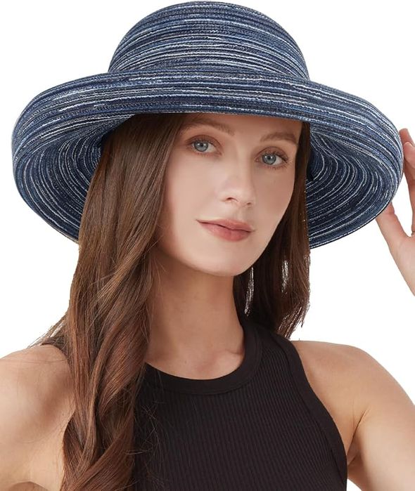 Kapelusz przeciwsłoneczny - UPF50+ składany - XL 61cm niebieski