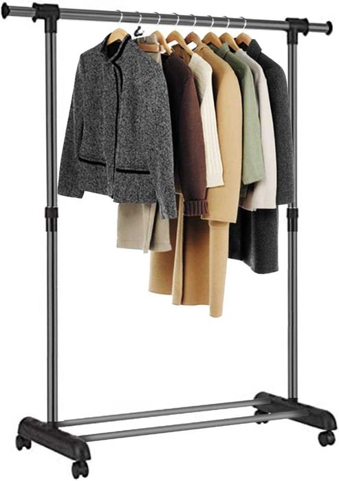 Charriot Cabide de Roupa Resistente e Portátil com Rodas