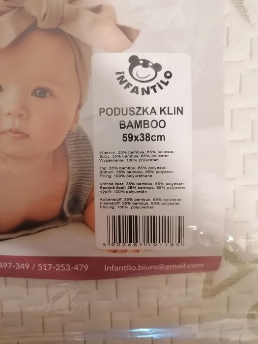 Poduszka klin do łóżeczka Bamboo