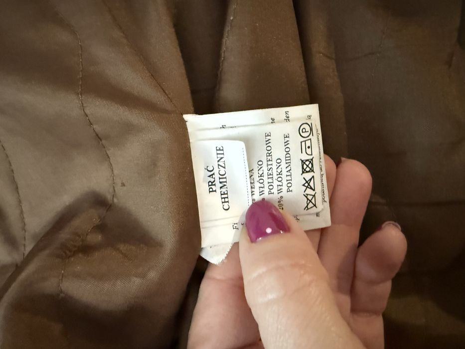 Welniany plaszcz rozmiar 38/naturalne futro