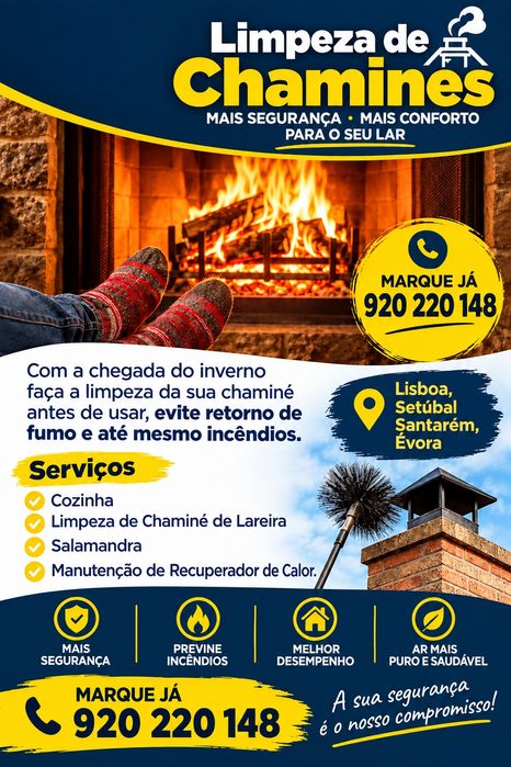 Limpa Chaminé, de Recuperador de Calor, Lareiras, Salamandras, Cozinha