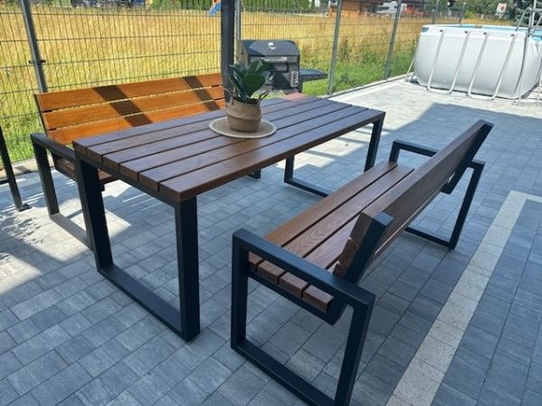 Stół ławka komplet Meble tarasowe na lata Gruba deska Bukowa Jakość