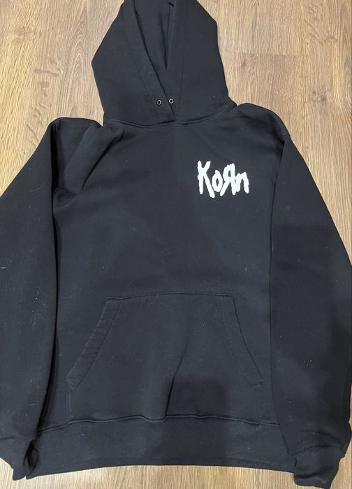 черное худи на флисе, мерч Korn