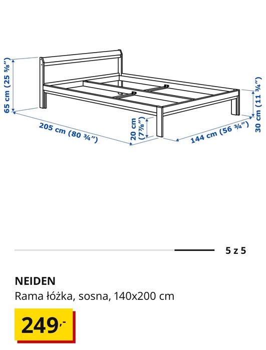 ZAREZERWOWANE - Rama łózka 140x200 + dno z listew pod materac