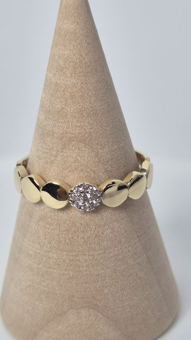 Nowy złoty pierścionek obrączka cyrkonie plaster miodu p.585