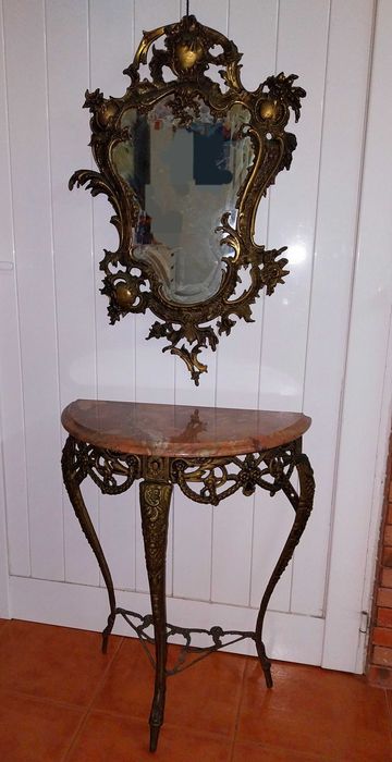 Credência e Espelho em Latão - Anos 40