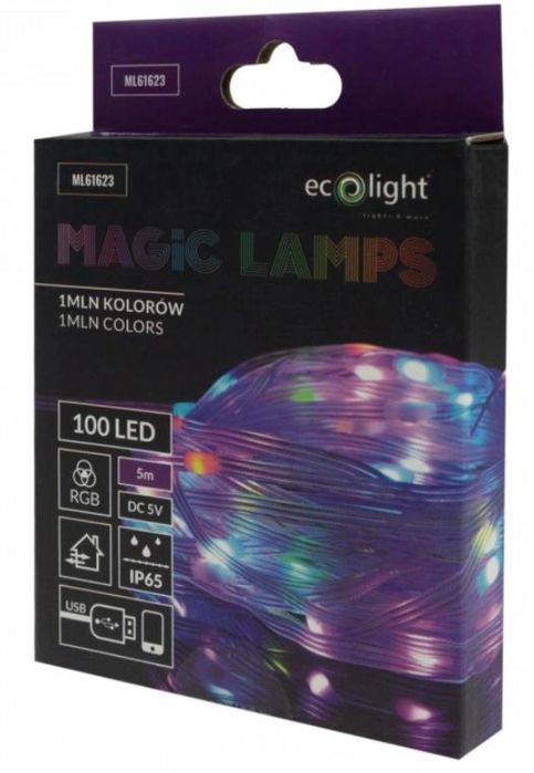 Magiczne lampki 100led 1mln kolorów 5m DC5V Eco Light