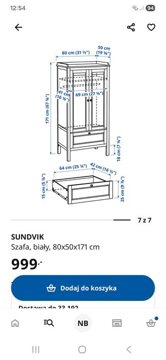 Szafa dziecęca Sundvik Ikea