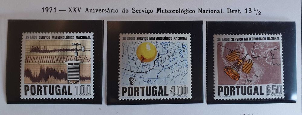 Série Filatélica completa- 1971- XXV Aniversário do Serviço Meteorológico Nacional