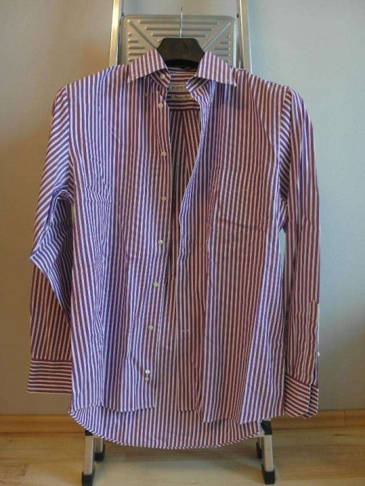 koszula biało-fioletowe paski r.M
