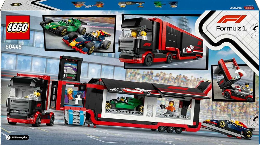 LEGO City 60445 Camião F1 com carros de F1 RB20 e AMR24