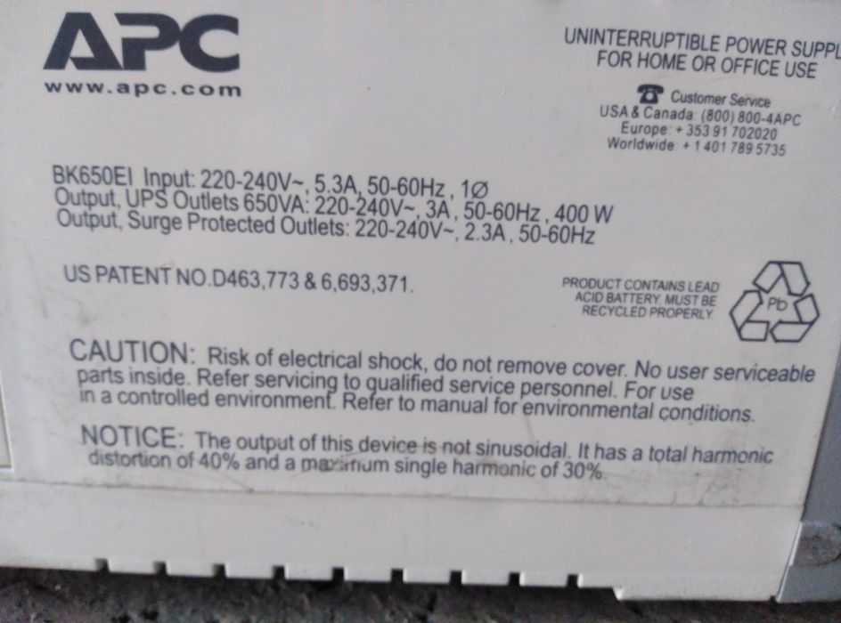 Ups APC Back-UPS CS 65064584706710401121