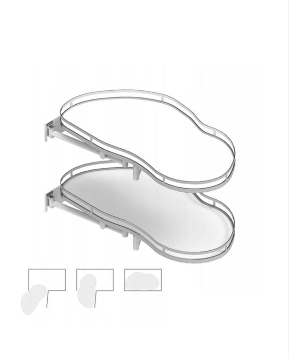 Półka wysuwana nerka corner 800/500 lewa biała