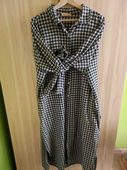 Długa koszula sukienka w kratkę Lalabaj Butik plus size