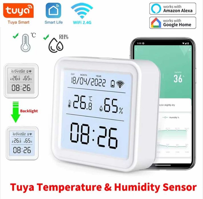 Розумний Wi-Fi датчик температури  вологості гігрометр Tuya Smartlife