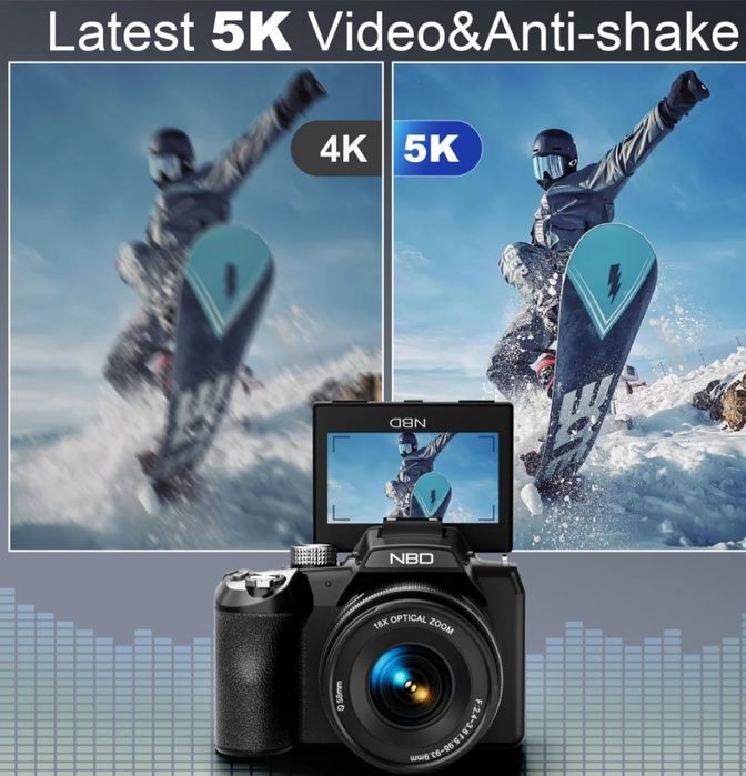 NBD 5K&64MP Digital Cameras for Photography, 16X Optical Zoom Camera w