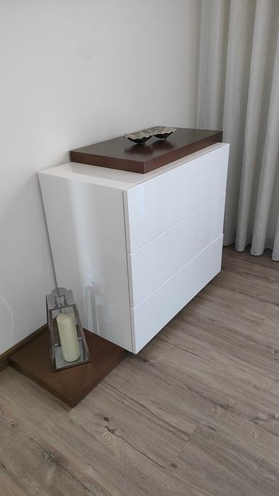 Móvel arrumação, cómoda, lacado branco, nogueira