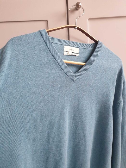 Turkusowy bawełniany sweter M&S 2XL męski