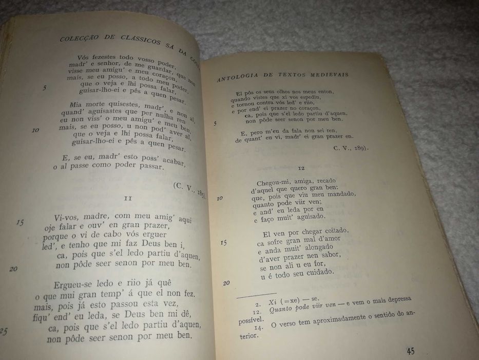 antologia de textos medievais (clássicos sá da costa) 1ª edição 1957