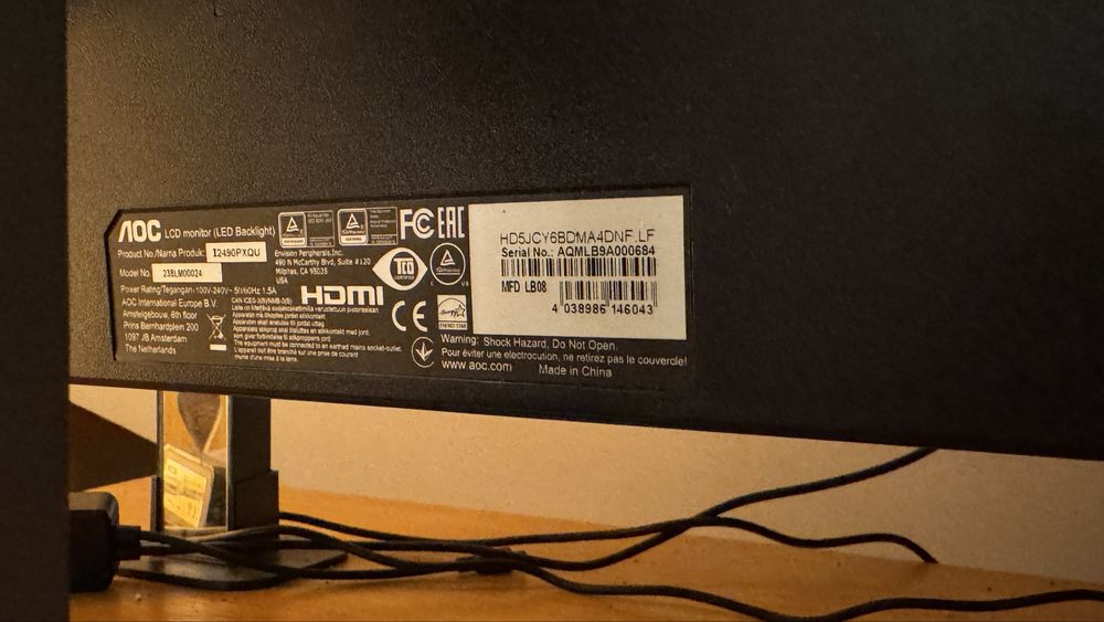 Monitor AOC I2490PXQU 23.8” Full HD z matrycą IPS