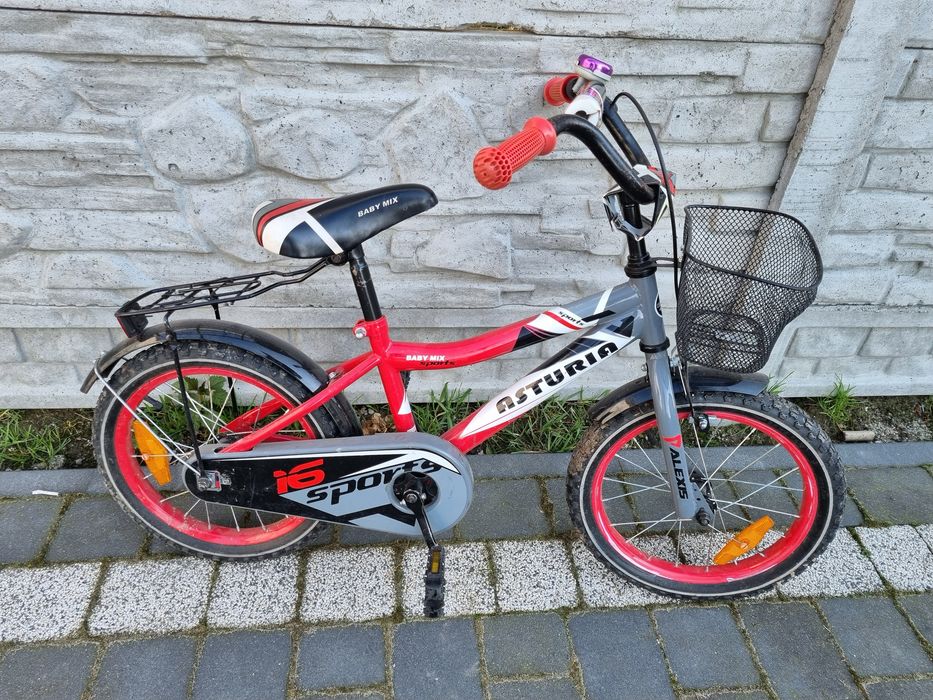 Rower bmx 16'' koszyk bagażnik kółka boczne