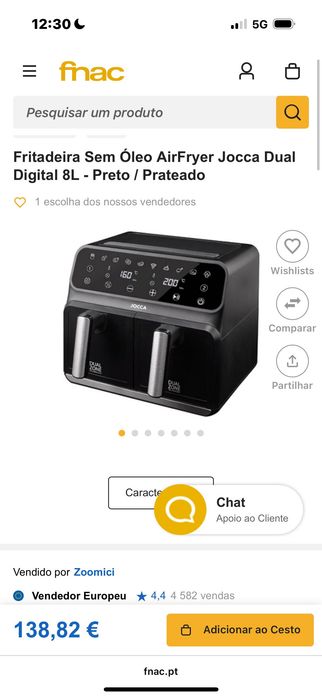Air Fryer JOCCA Dual Digital 8L – Como Nova