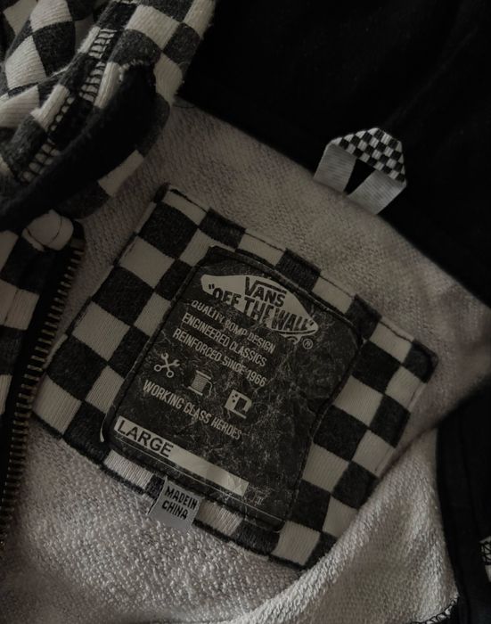 vans off the wall худі на замку розмір L в клітинку кофта зіпка