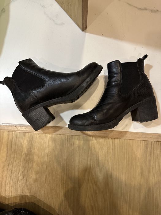 Lasocki buty botki czarne na grubym obcasie skorzane