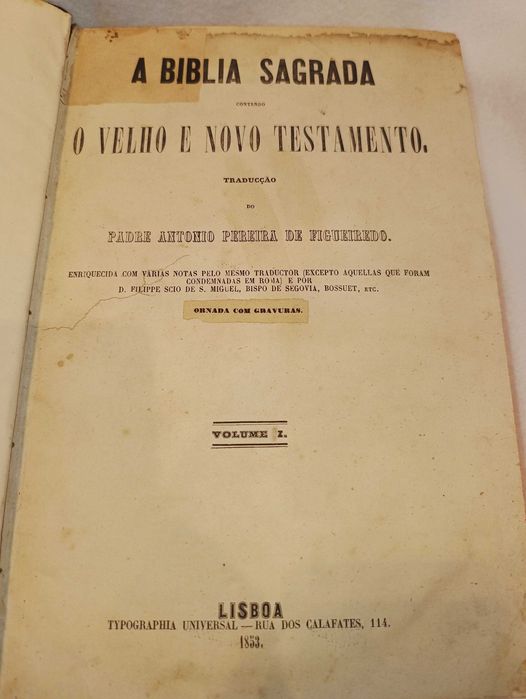 Bíblia Sagrada Velho e Novo Testamento 1853