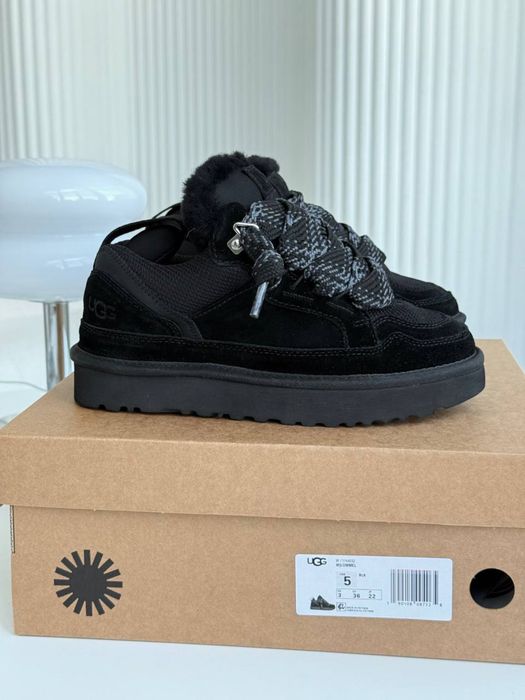 Ugg Lowmel Black жіночі уггі ловмел чорні на овчині теплі зимові черевики ugg