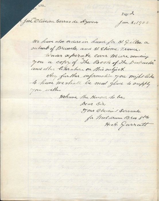 MOÇAMBIQUE - Proposta de aquisição de incineradora - Carta antiga de 1908 - Acompanha livro THE BOOK OF THE DESTRUCTOR