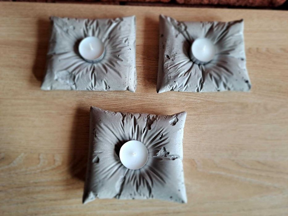 Świeczniki.Poduszki betonowe, swieczniki