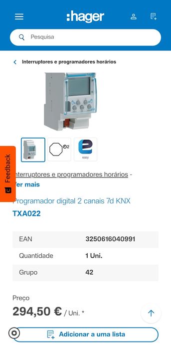 Relogio digital Hager  para quadro electrico