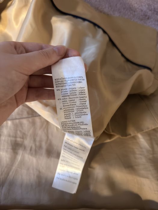 Płaszcz Orsay złoto-beżowy trencz dwurzędowy (bez paska)