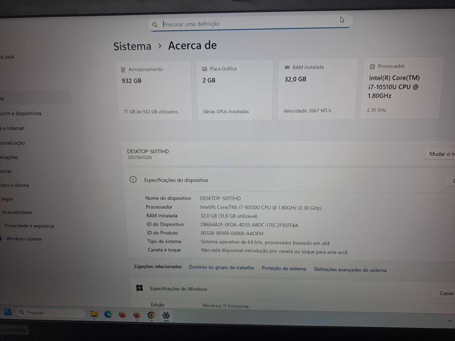 Lenovo ThinkPad i7 | 32GB RAM | 1TB SSD NVMe M.2  | Excelente Desempenho