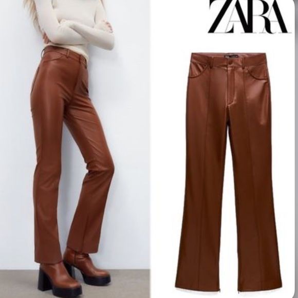 Штани із еко шкіри zara / massimo dutti s