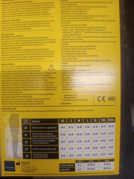 Pończochy uciskowe pooperacyjne S