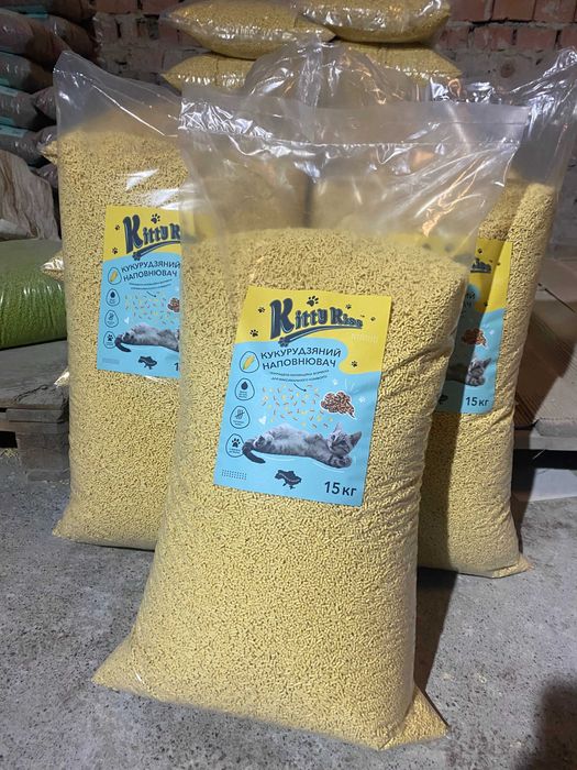 Наповнювач для котячого туалету 15 кг — натуральний, без хімії.