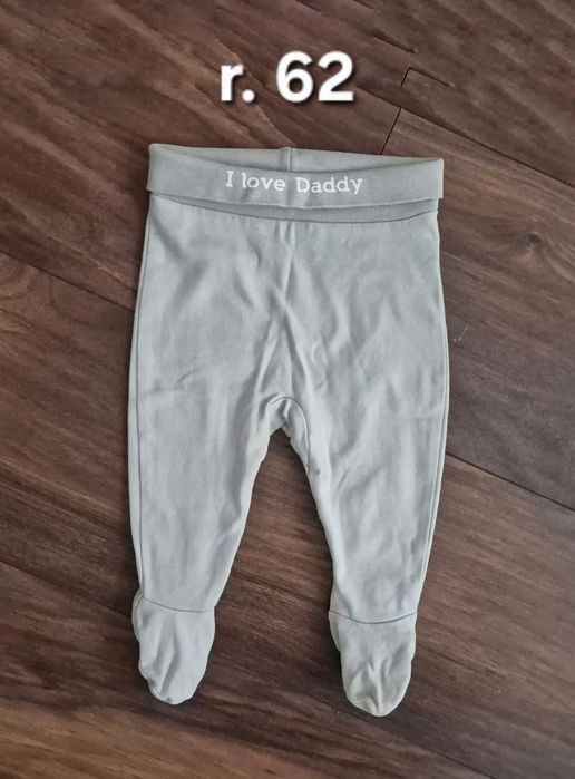 Półśpiochy miętowe r. 62 legginsy spodenki I love daddy