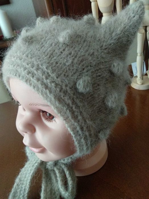 Czapka czapeczka kotek beż