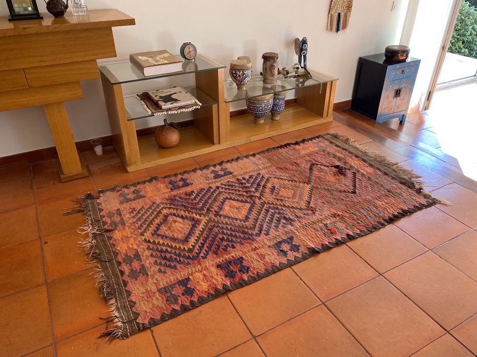 .	Tapete Kilim de Lã Antigo – Afeganistão – Vintage 175x94cm