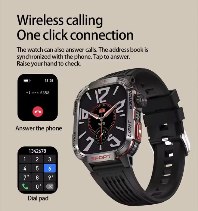 HT29 inteligentny zegarek latarka LED lampa-kompas