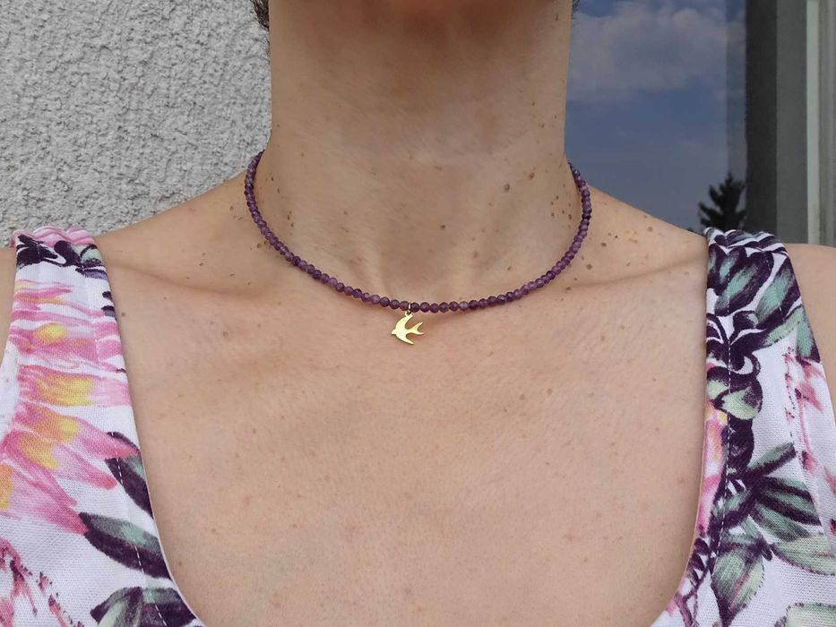 Naszyjnik z kamieni Anhydryt Jaskółka Rękodzieło