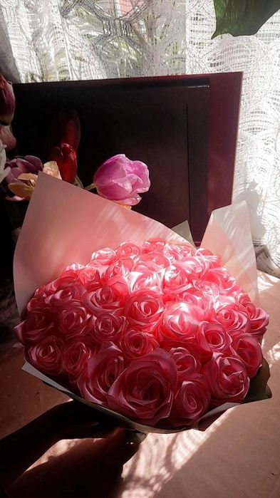 Букет з атласної стрічки 43шт
